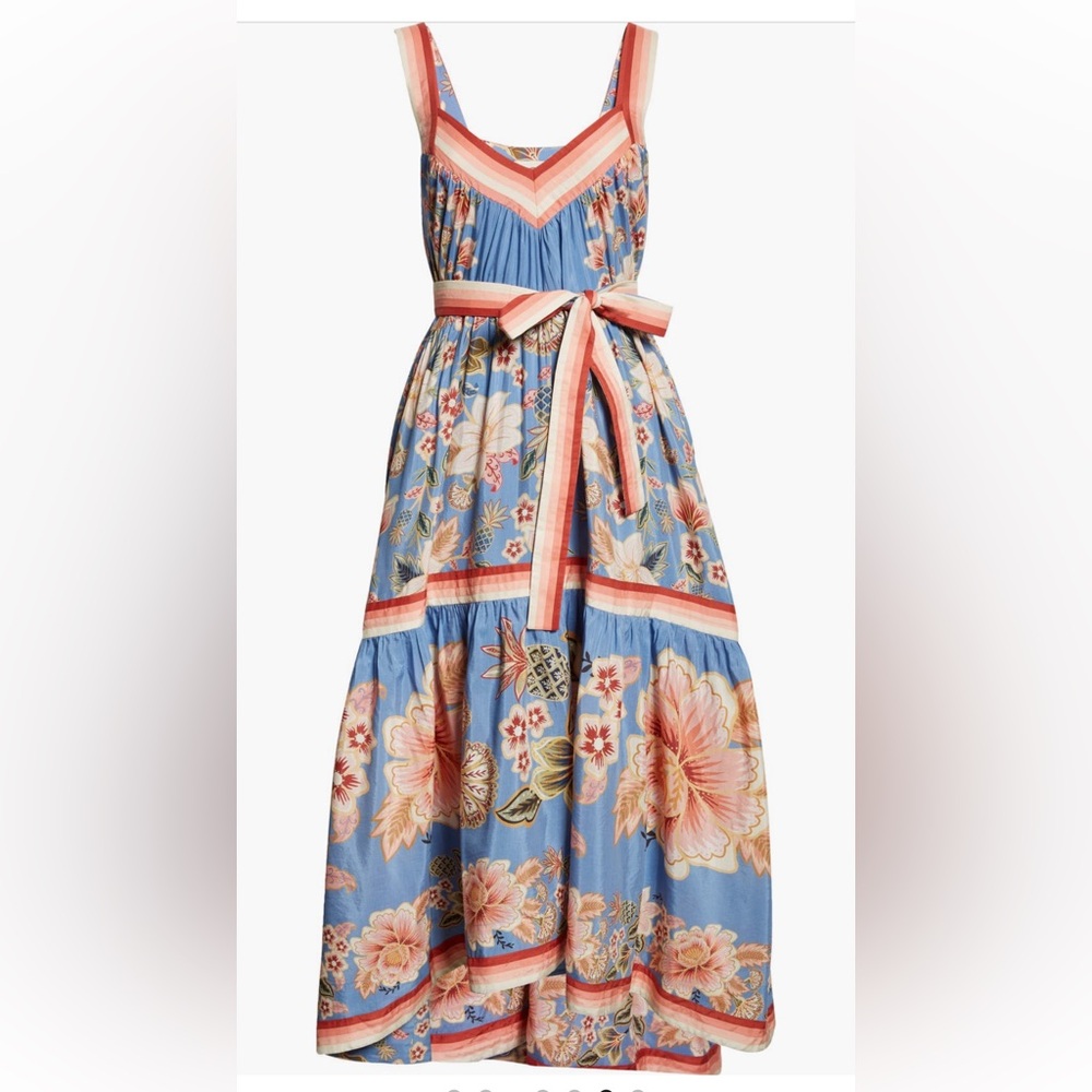 FARM Rio Super Bloom Tapestry Blue Angled Maxi Dress Size Small NWT - Picture 5 of 10